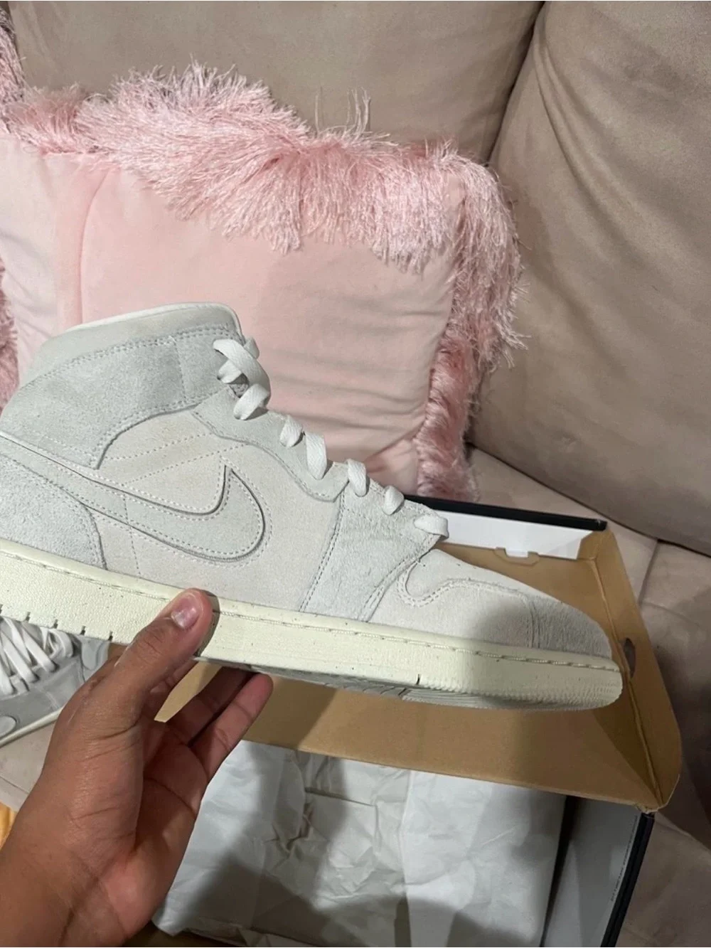 Jordan Men's High-Top Suede Sneakers in Light Gray